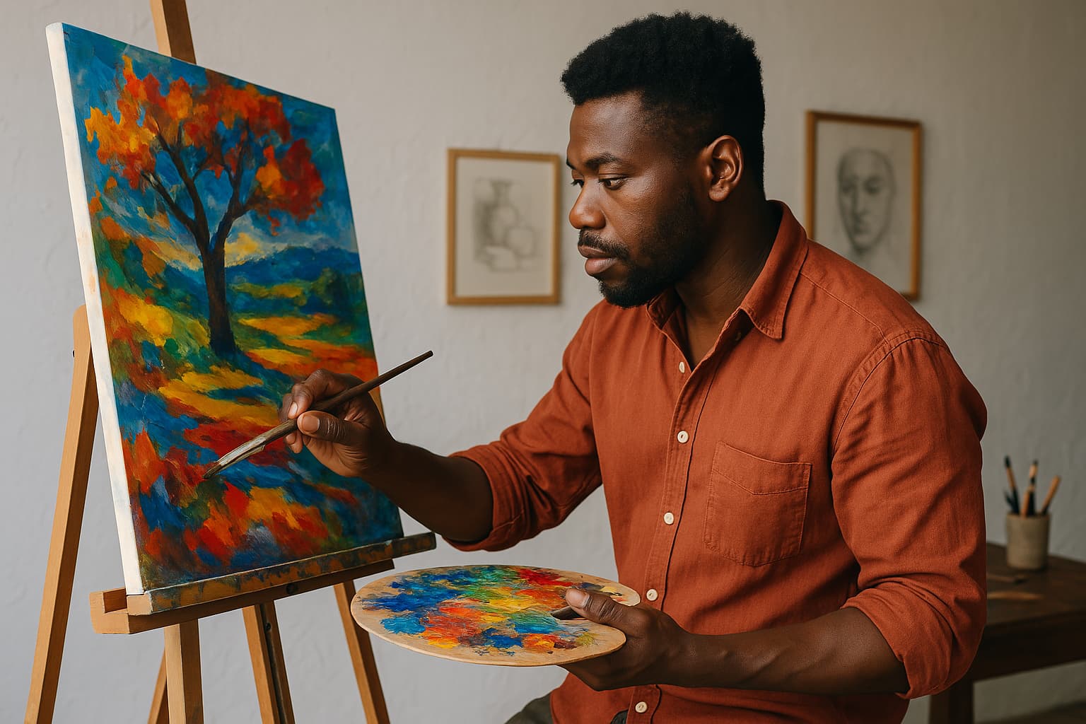 Artist painting